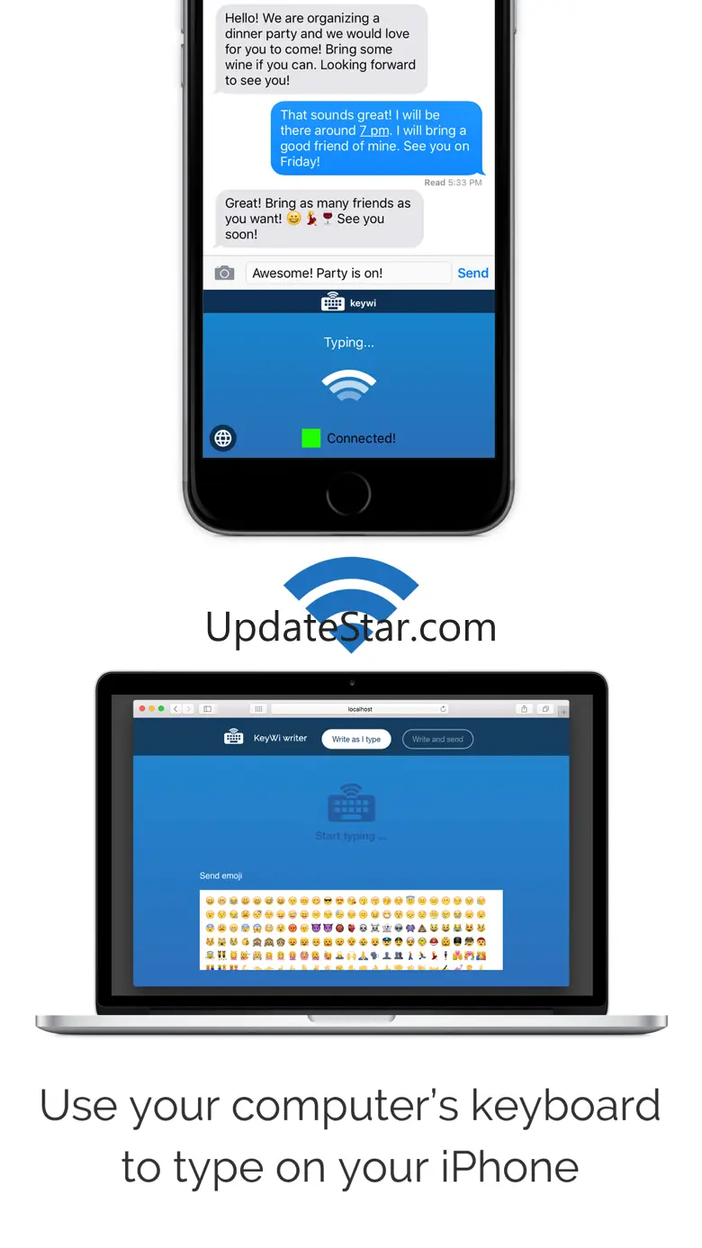 KeyWi Keyboard - Type faster on your device using your computer's keyboard 1.0