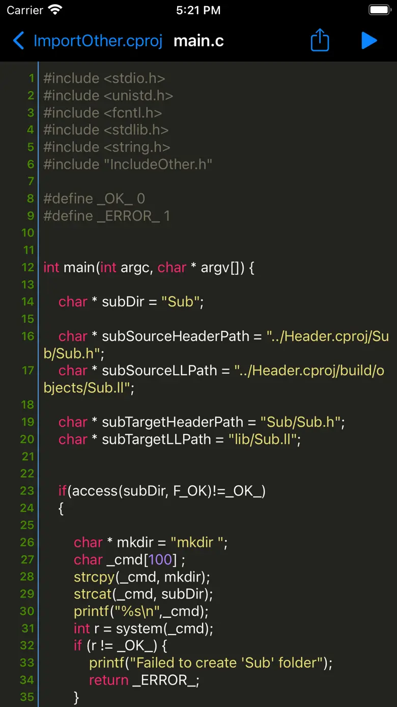 C Shell - C language compiler 5.2