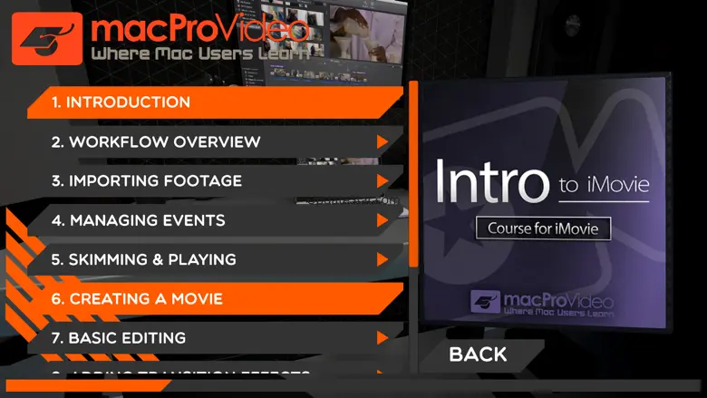 Course for Intro to iMovie 7.1