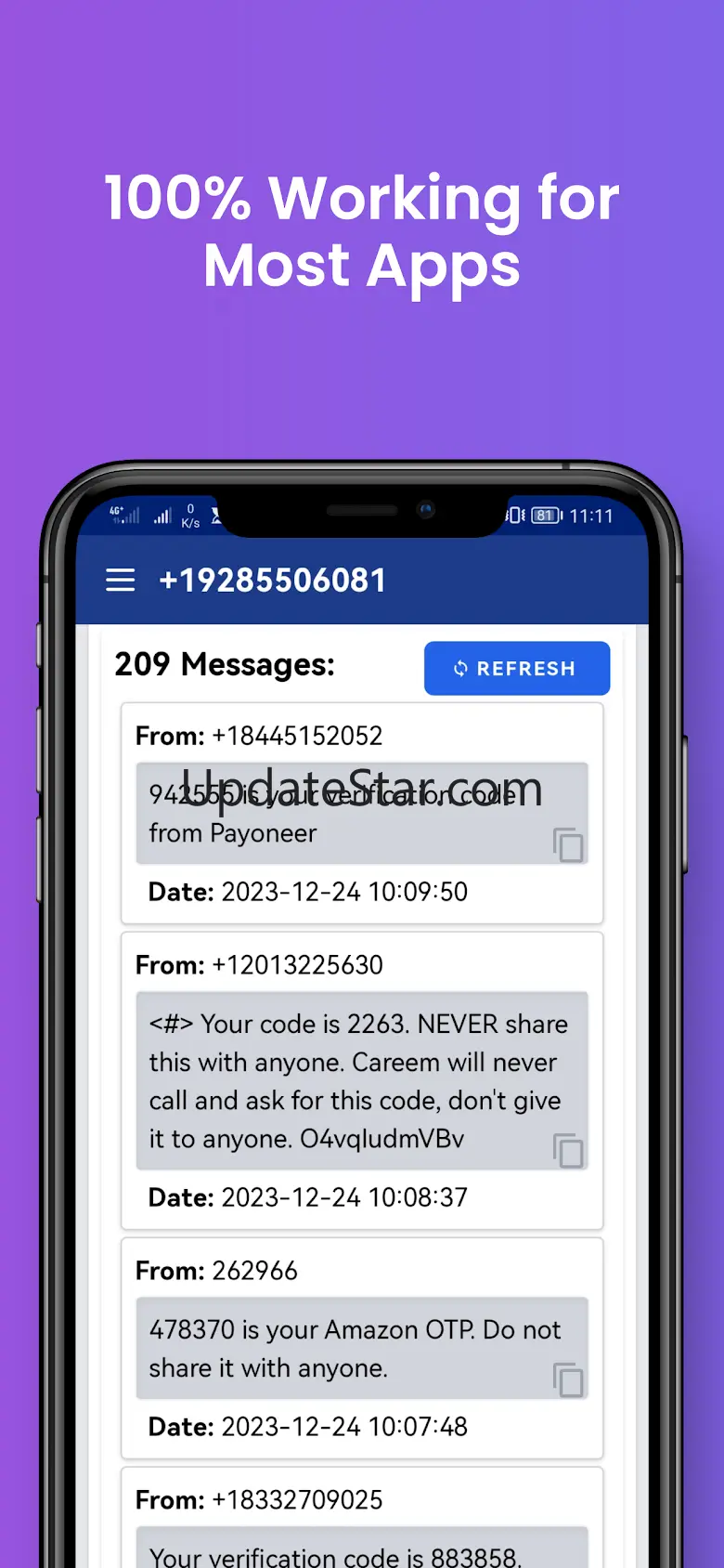 USA Phone Numbers, Receive SMS 1.11