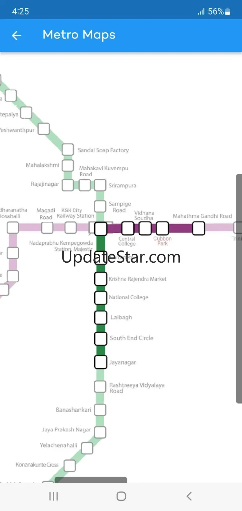 Bangalore Metro Route Map Fare 1.25