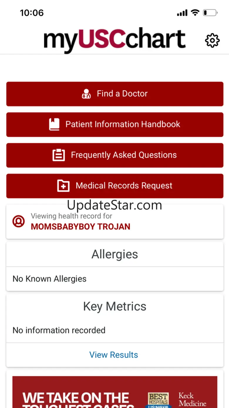Keck Medicine myUSCchart 102.1.21