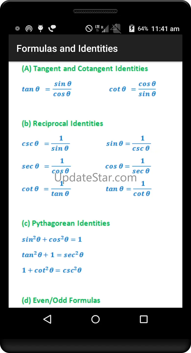 Trigonometry Quick Reference 1.8