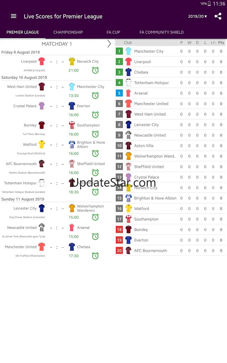 Live Scores for Premier League 4.2.9