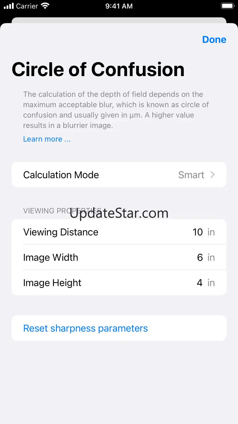 Depth of Field Estimator 1.1.2