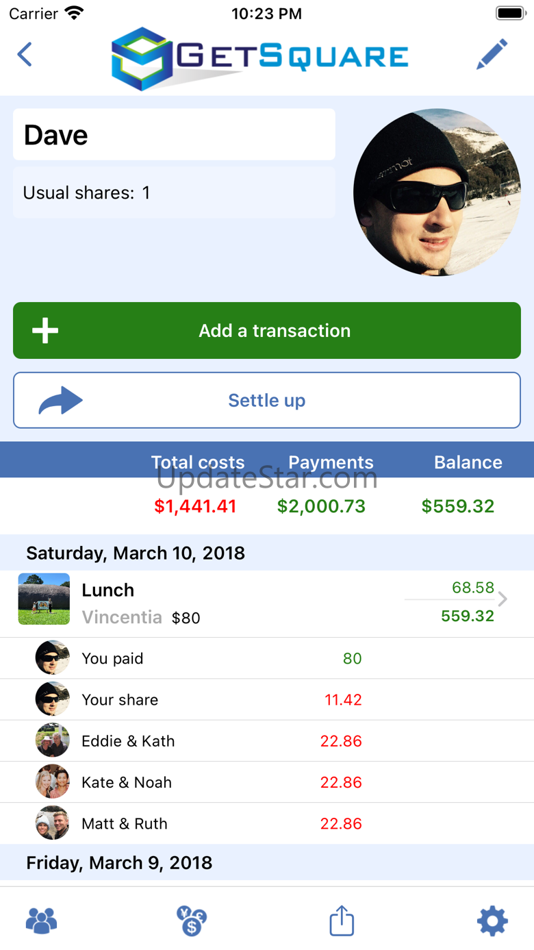 Get Square.  Shared expenses. 2.1.1