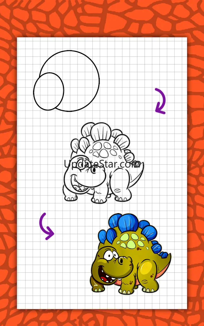 How to draw cute dinosaurs ste 1.3.4