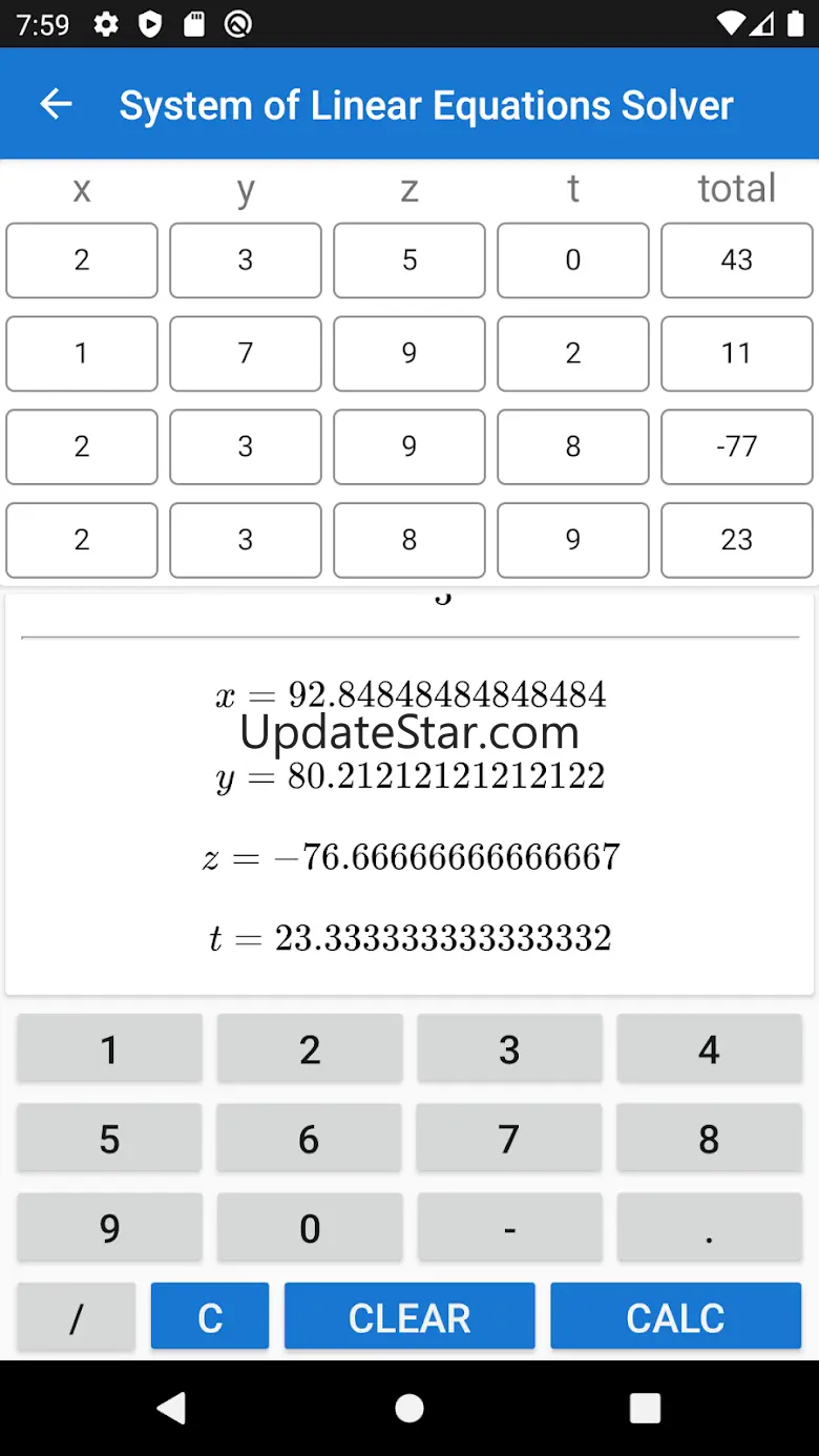 Linear Equations System Solver 1.2.2