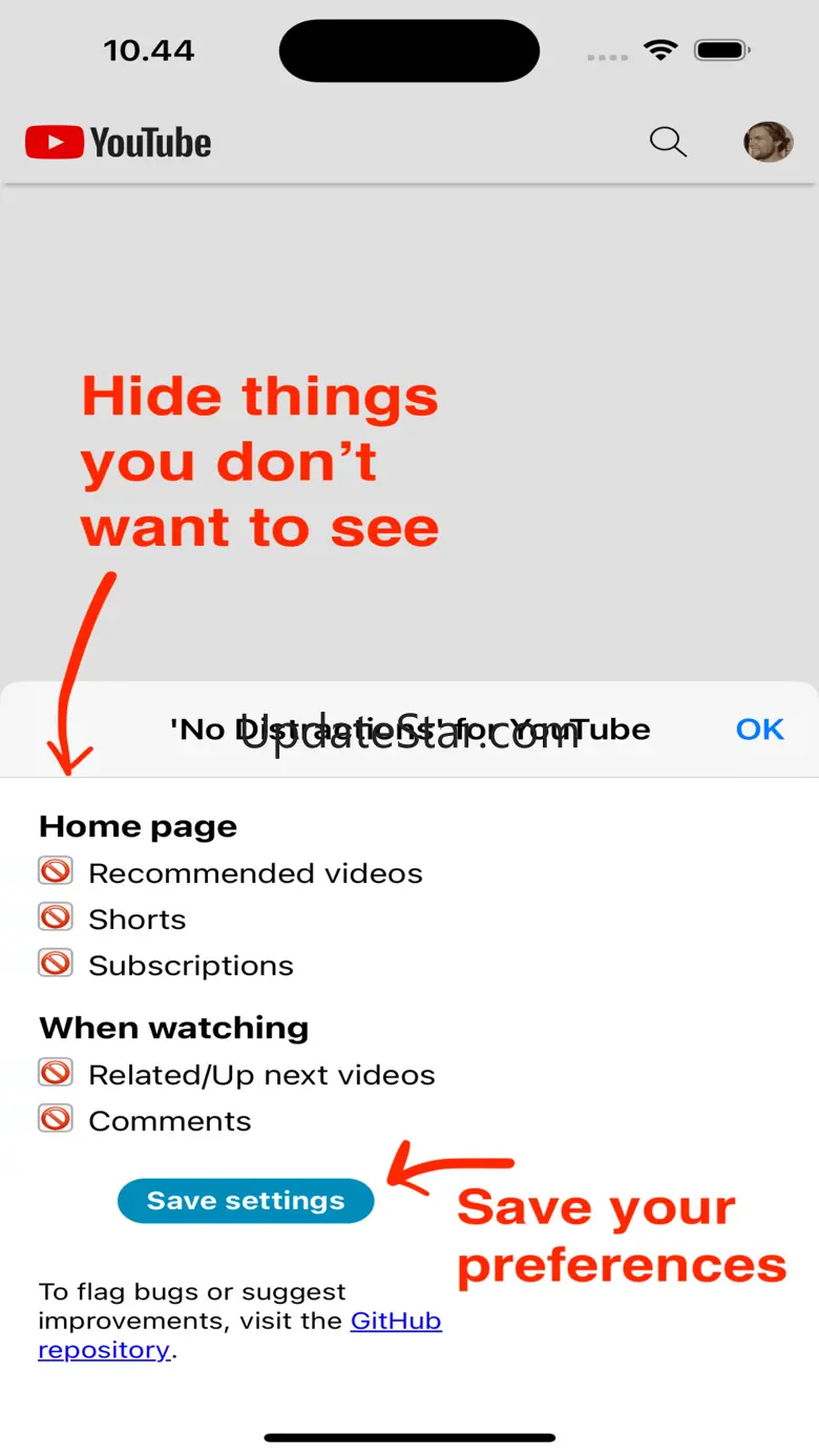 "No Distractions" for YouTube 3.16