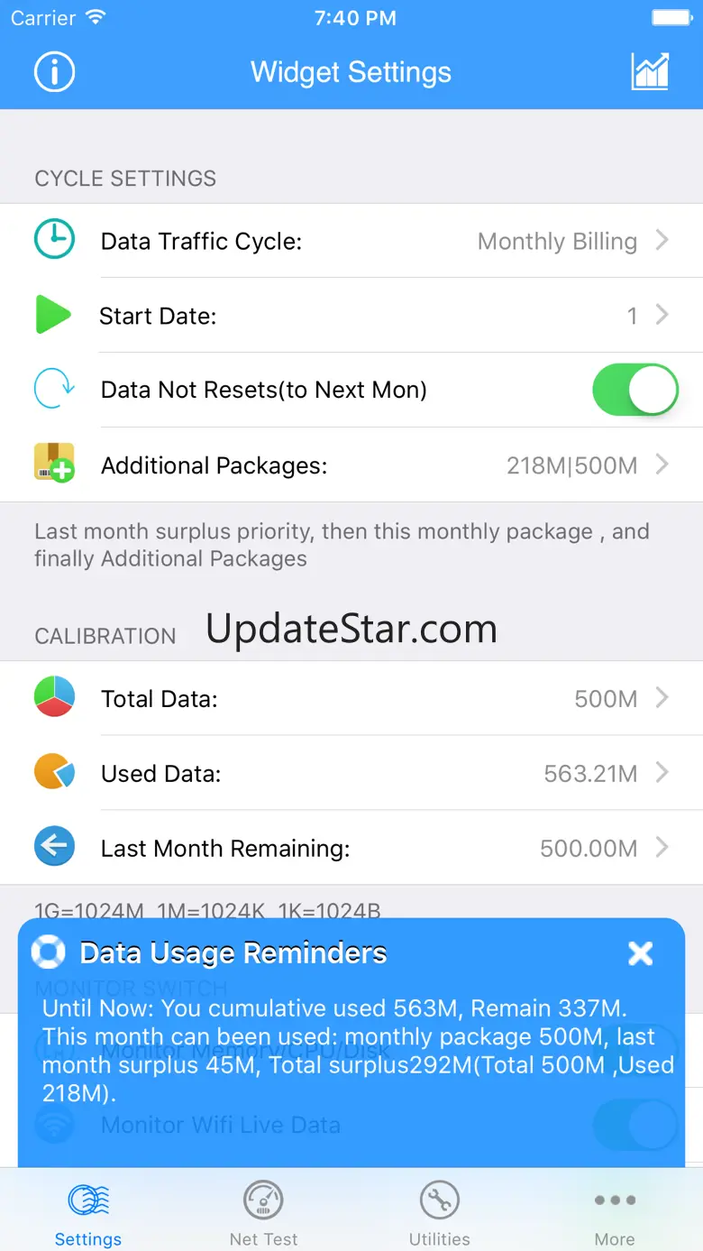 My Data Usage- Cellular Widget 8.1