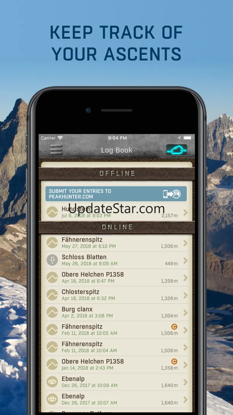 Summit, Hiking Log Peakhunter 2.11.3