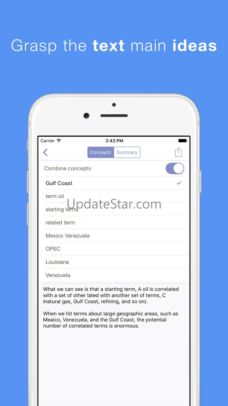 Conceptmeister Free - document summarizer and, concepts extractor 1.3