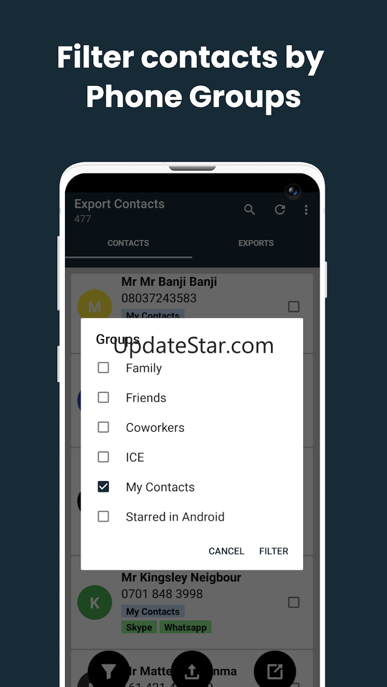 Export contacts 12.5