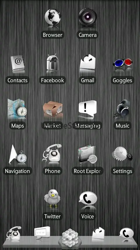 White ADW Theme 1.8 | Fixed dock alignment for some phones. Fixed missing font. Still working on missing icons for x10.
