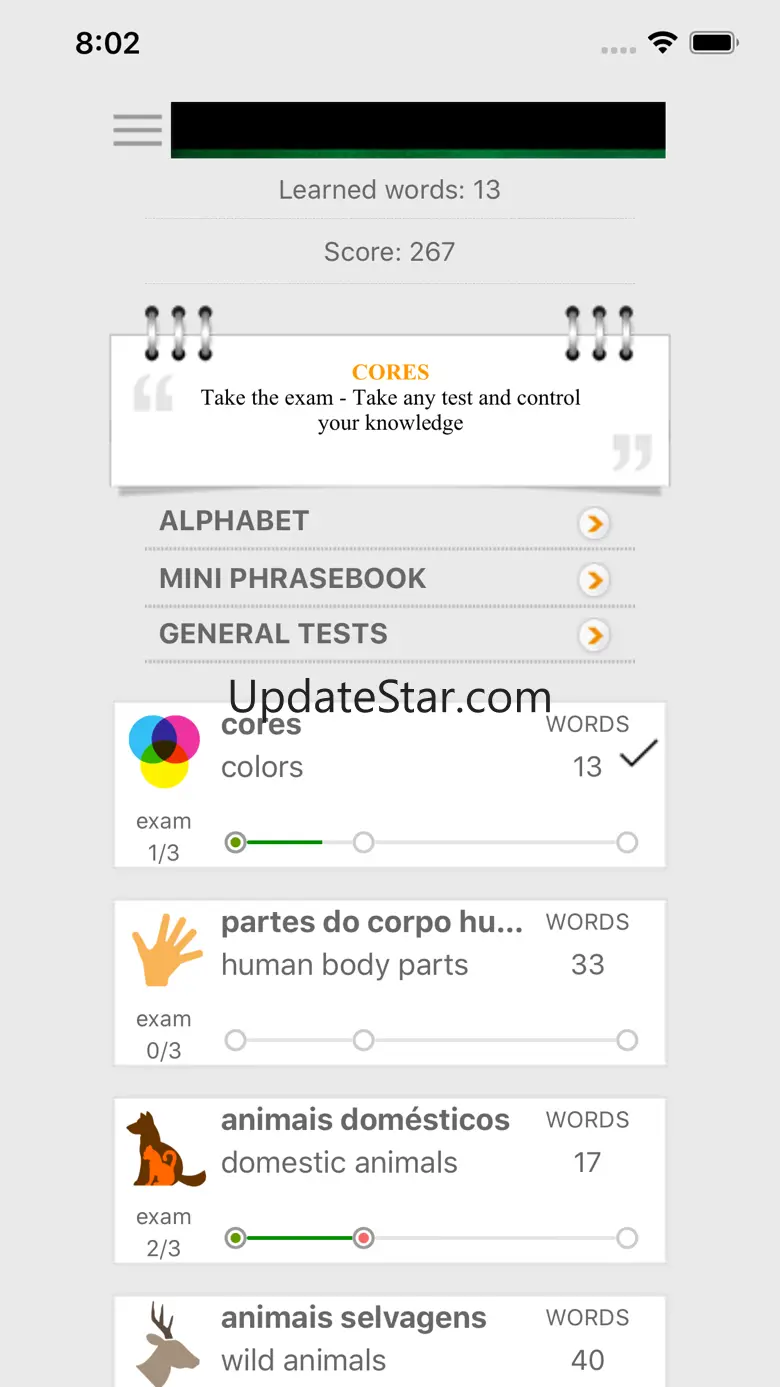 Learn Portuguese words with ST 1.1.1
