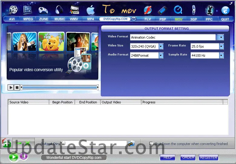 AVI MPEG FLV MOV RM WMV to MOV Converter 4.7