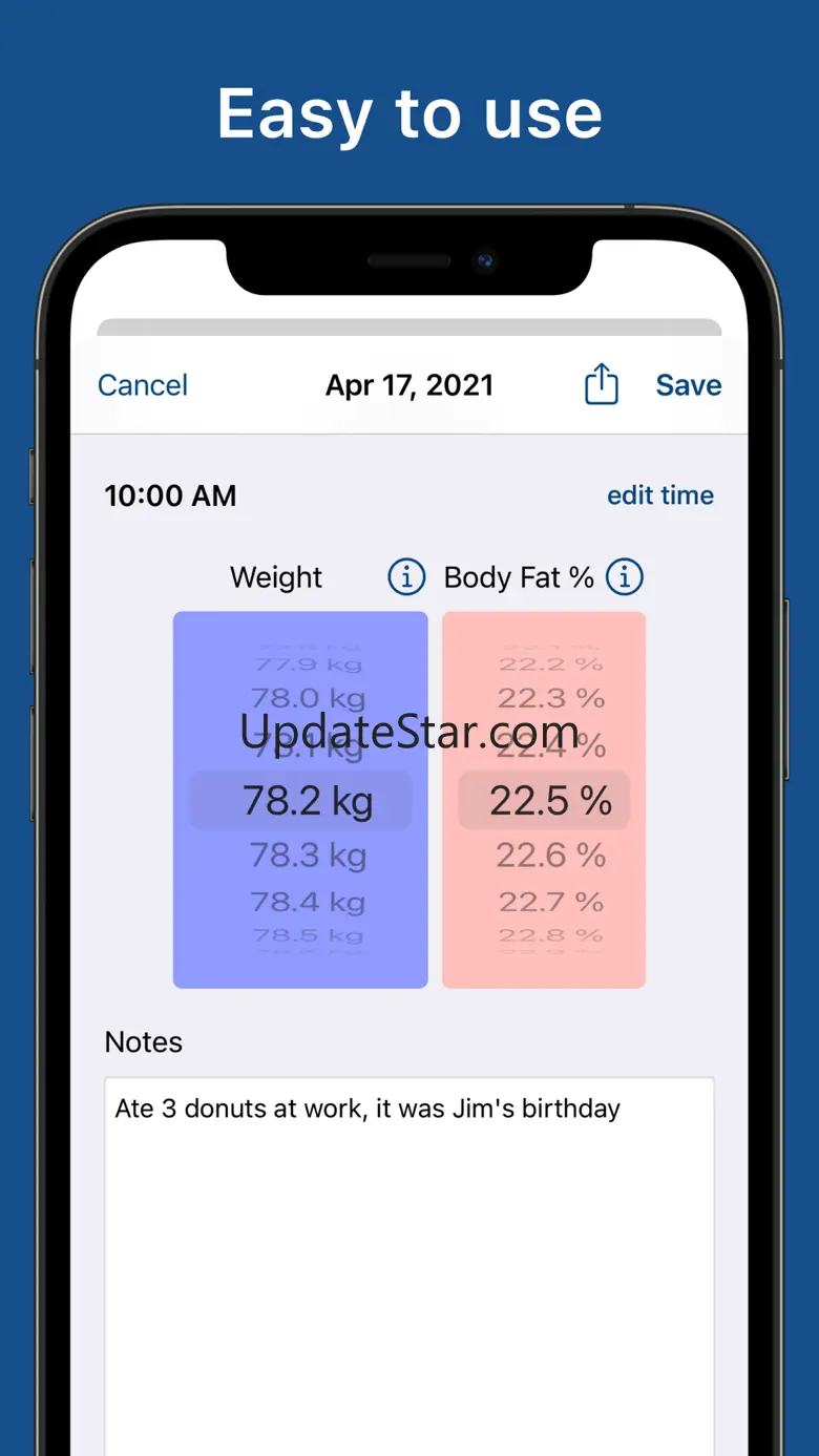 Weight, BMI Body Fat % Tracker 2.64.17