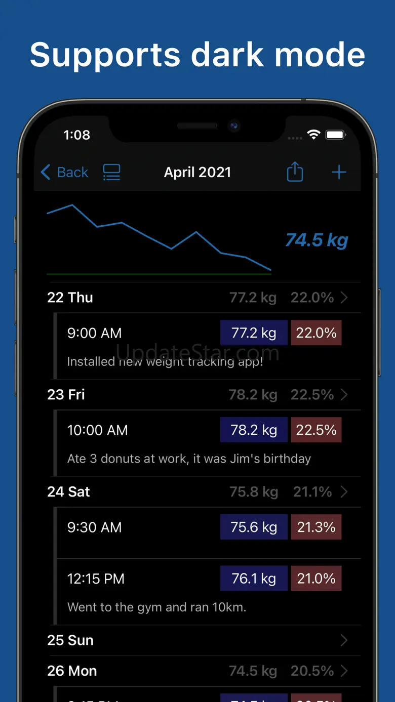 Weight, BMI Body Fat % Tracker 2.64.17