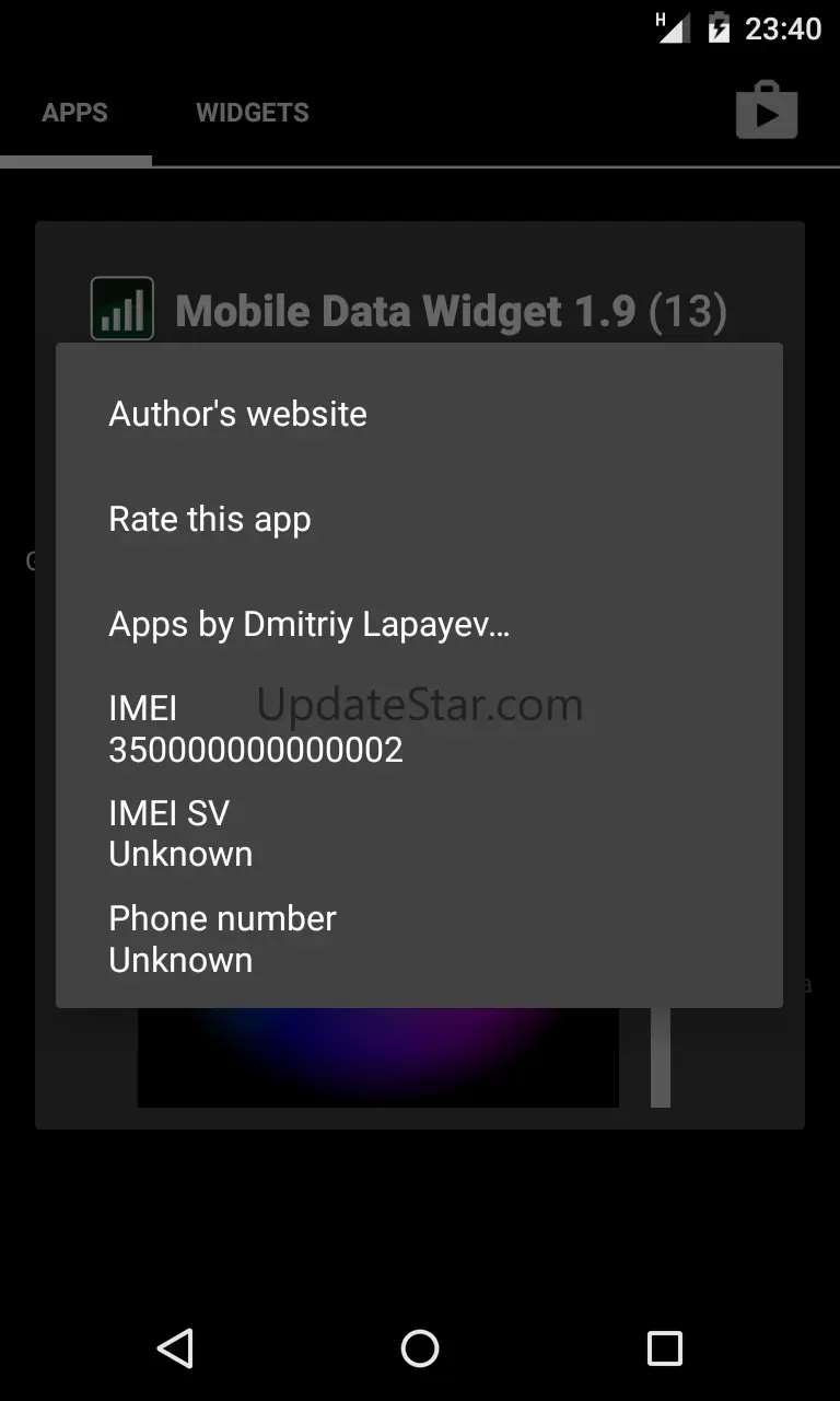Mobile Data Widget 2.5