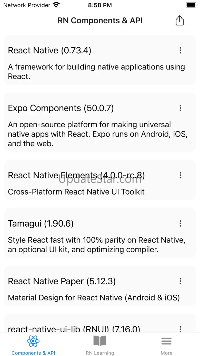 Expo & React Native components 6.0.3