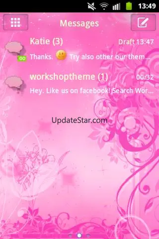 Pink Flowers Theme GO SMS Pro 3.6