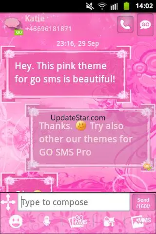 Pink Flowers Theme GO SMS Pro 3.6