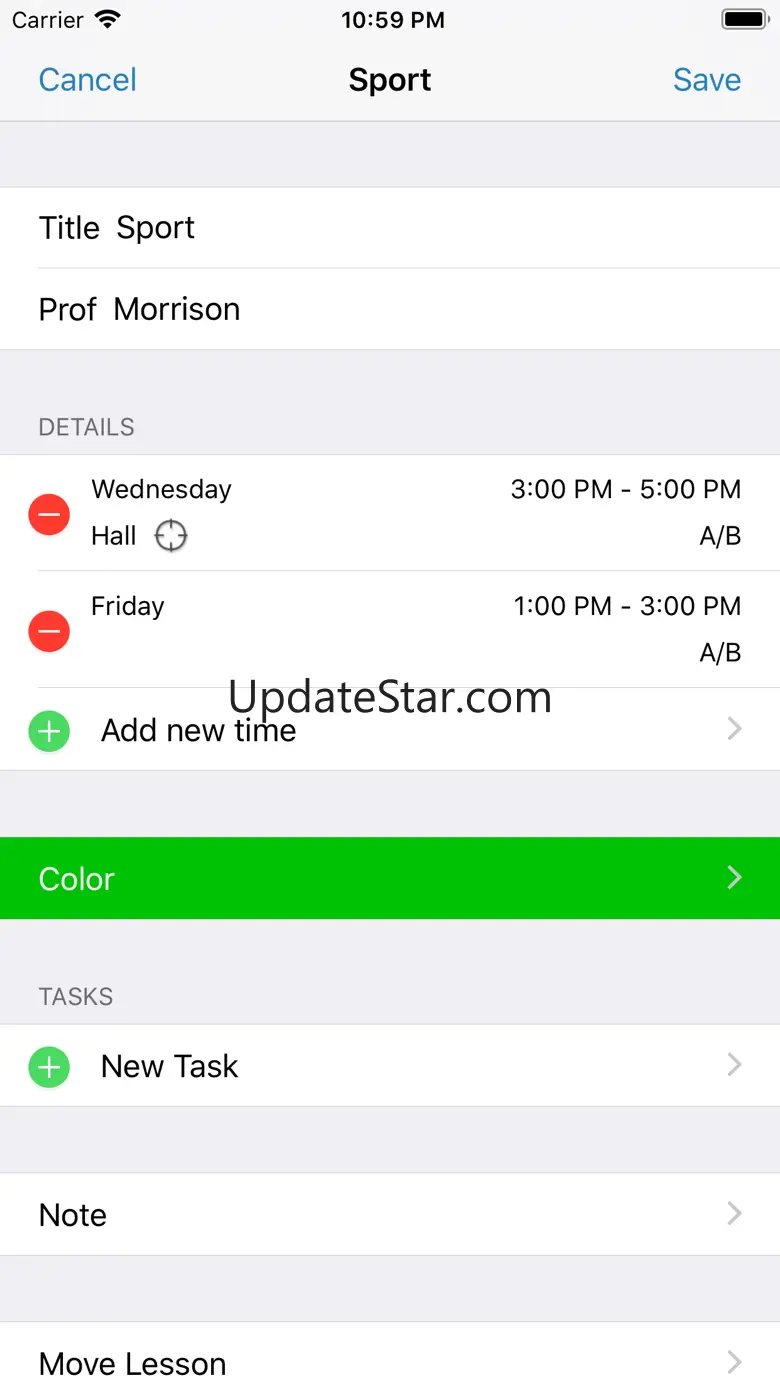 Timetable - Studies and Tasks 5.4.1