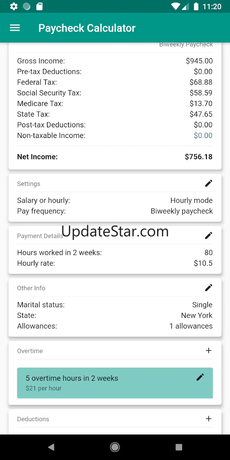 Paycheck Calculator (US) 2.2.13