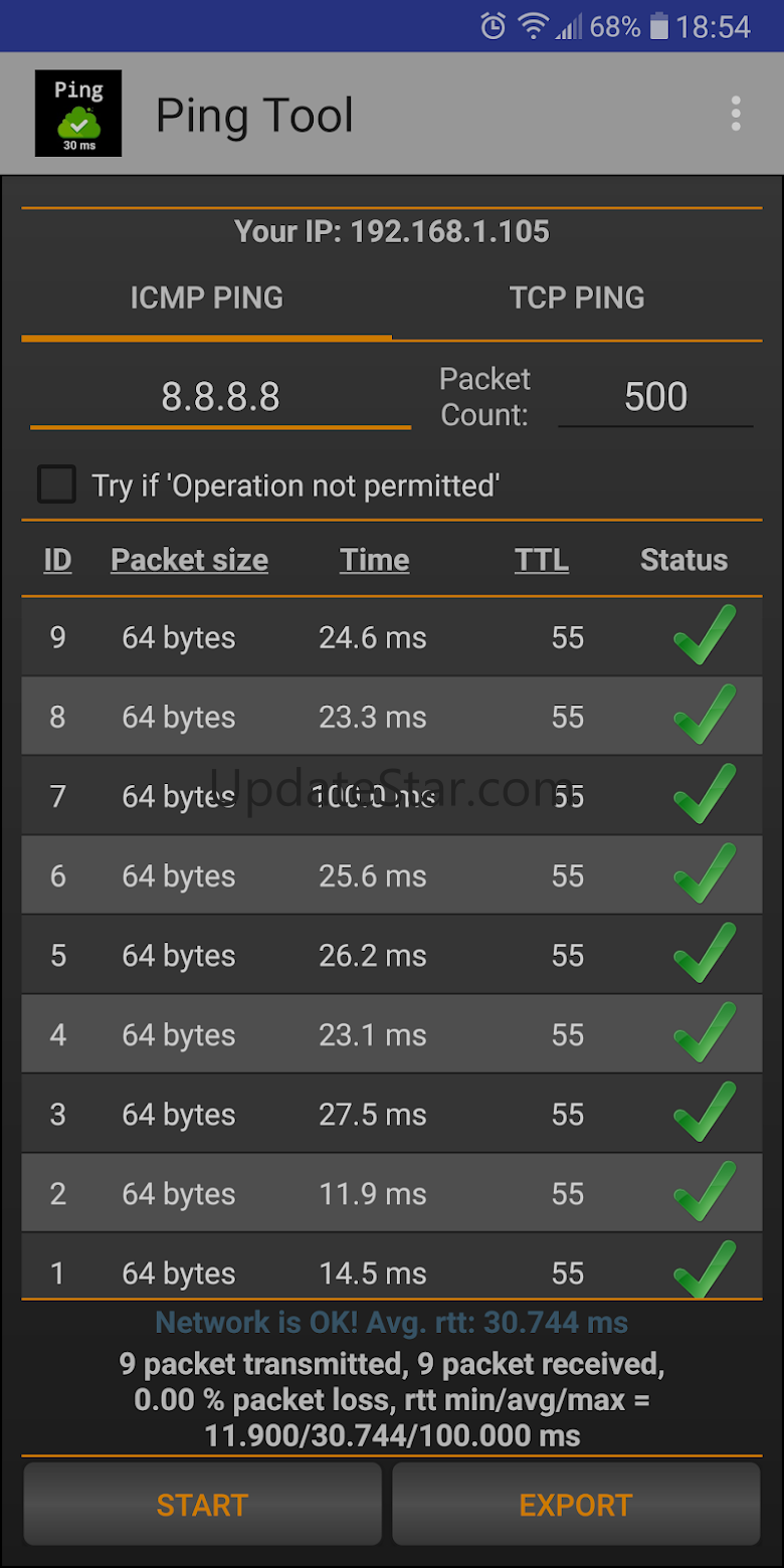 Ping: test high latency, delay 3.6