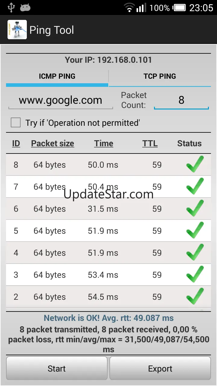 Ping: test high latency, delay 3.6