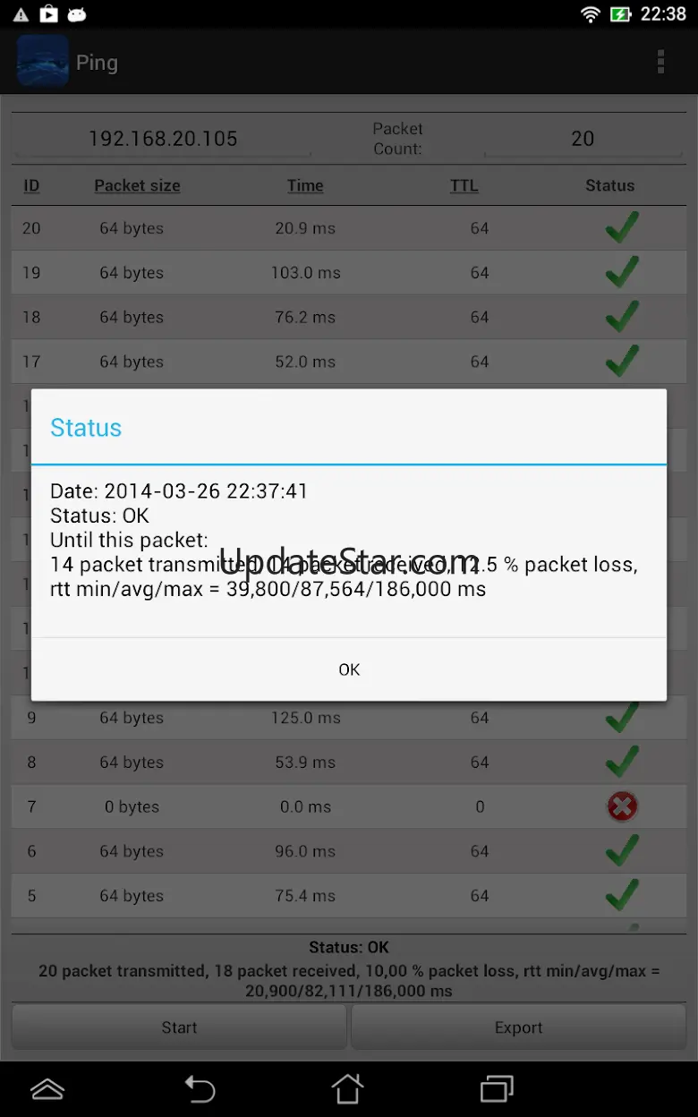 Ping: test high latency, delay 3.6