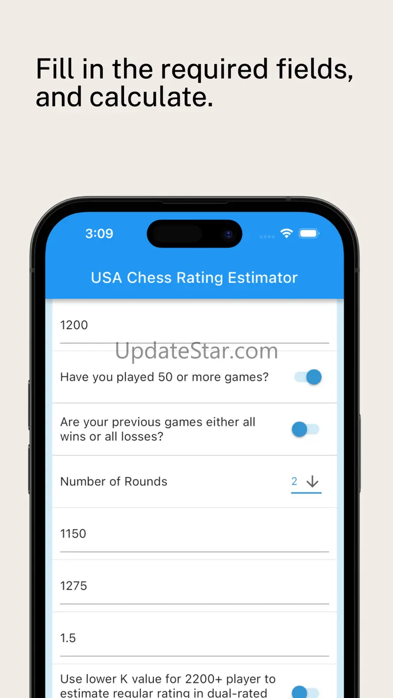 USA Chess Rating Estimator 1.0.1