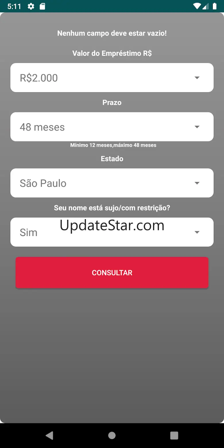 Empréstimo pessoal para negati