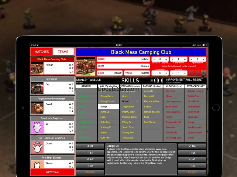 Match Stats for Blood Bowl 2.0.4