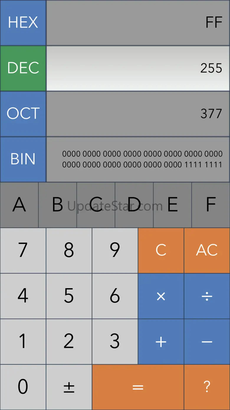 Developer Calc Hex Dec Oct Bin 2.2.8