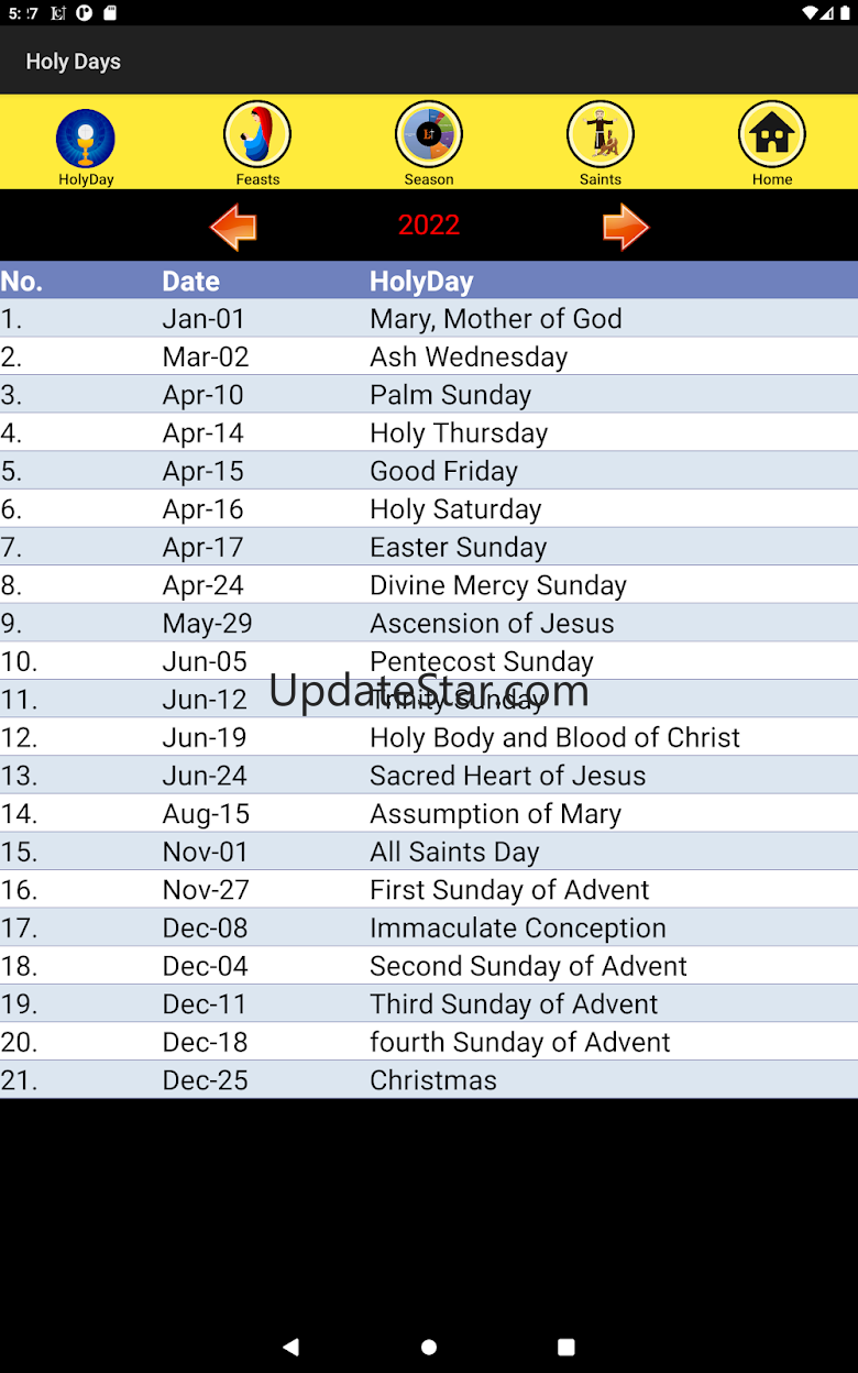 Catholic Liturgical Calendar 15.3.1