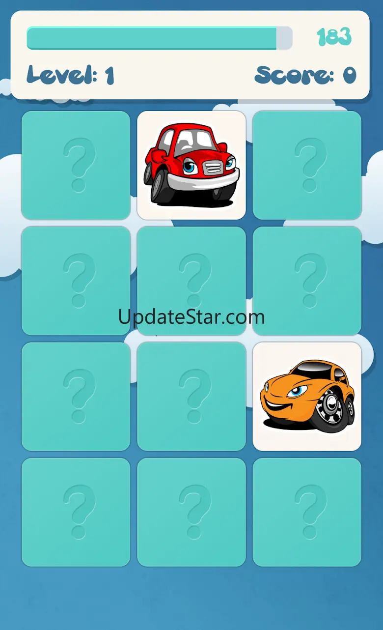 Cars memory game for kids