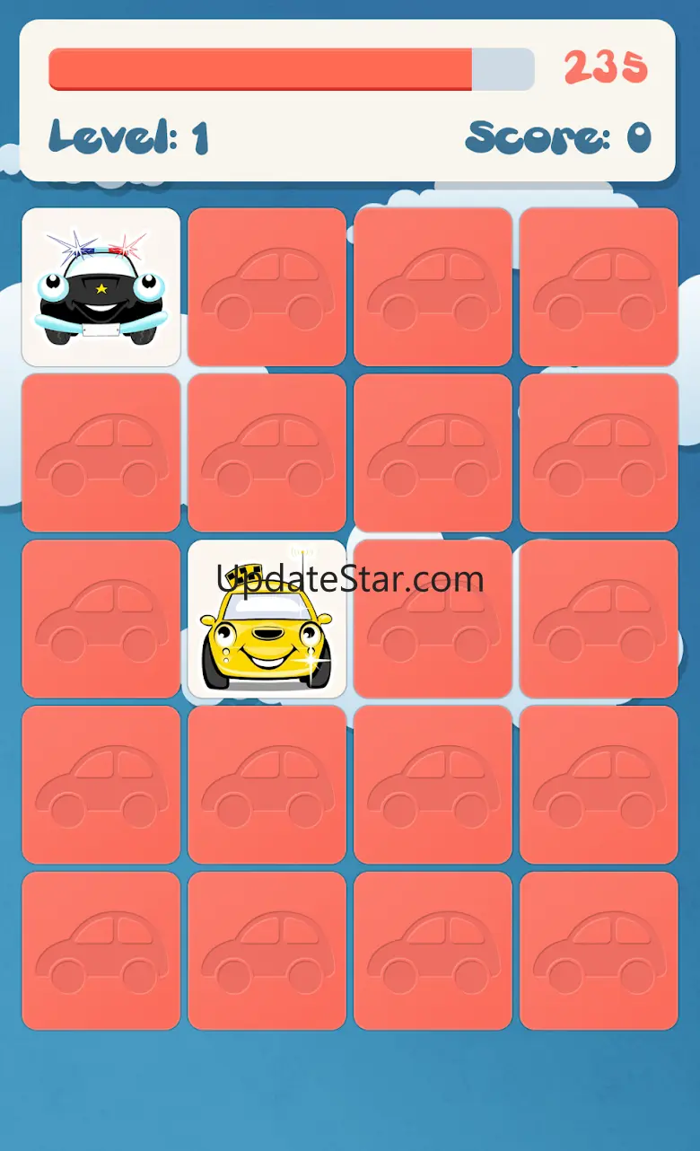 Cars memory game for kids