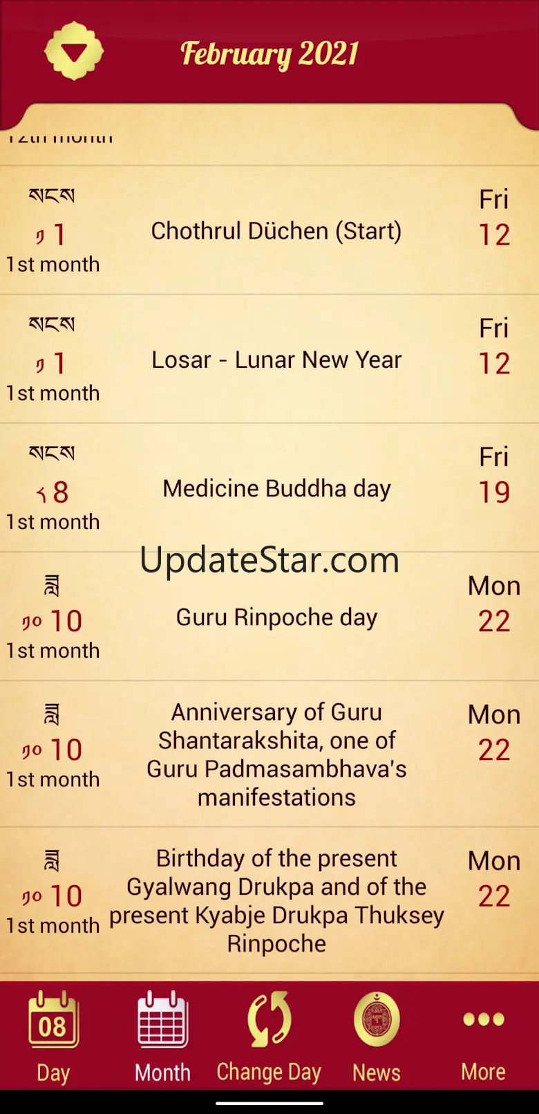 Drukpa Lunar Calendar 2.7