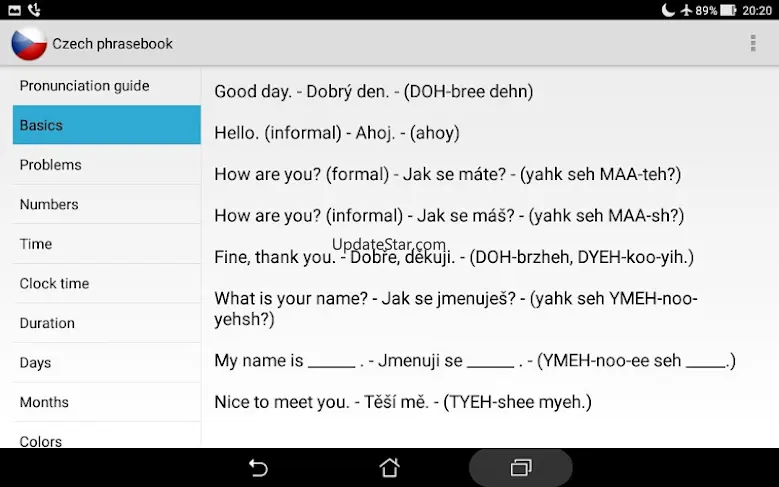 Czech phrasebook for tourists