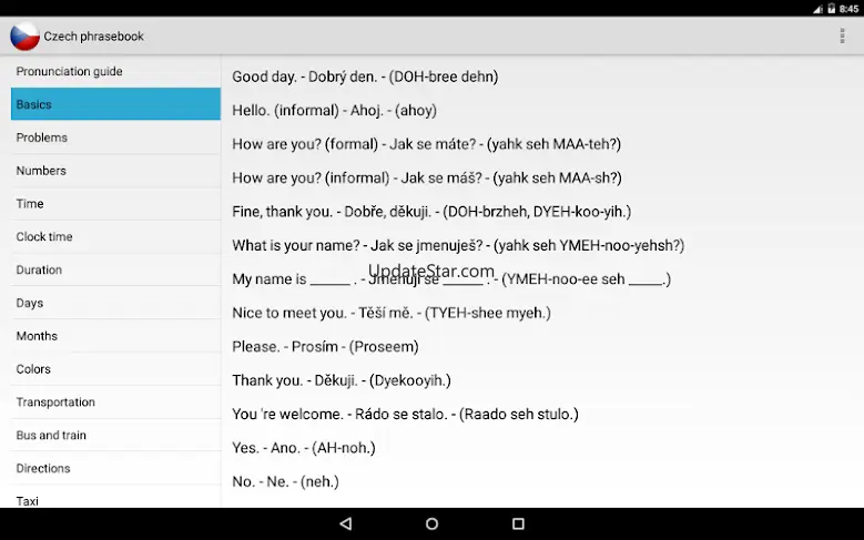 Czech phrasebook for tourists