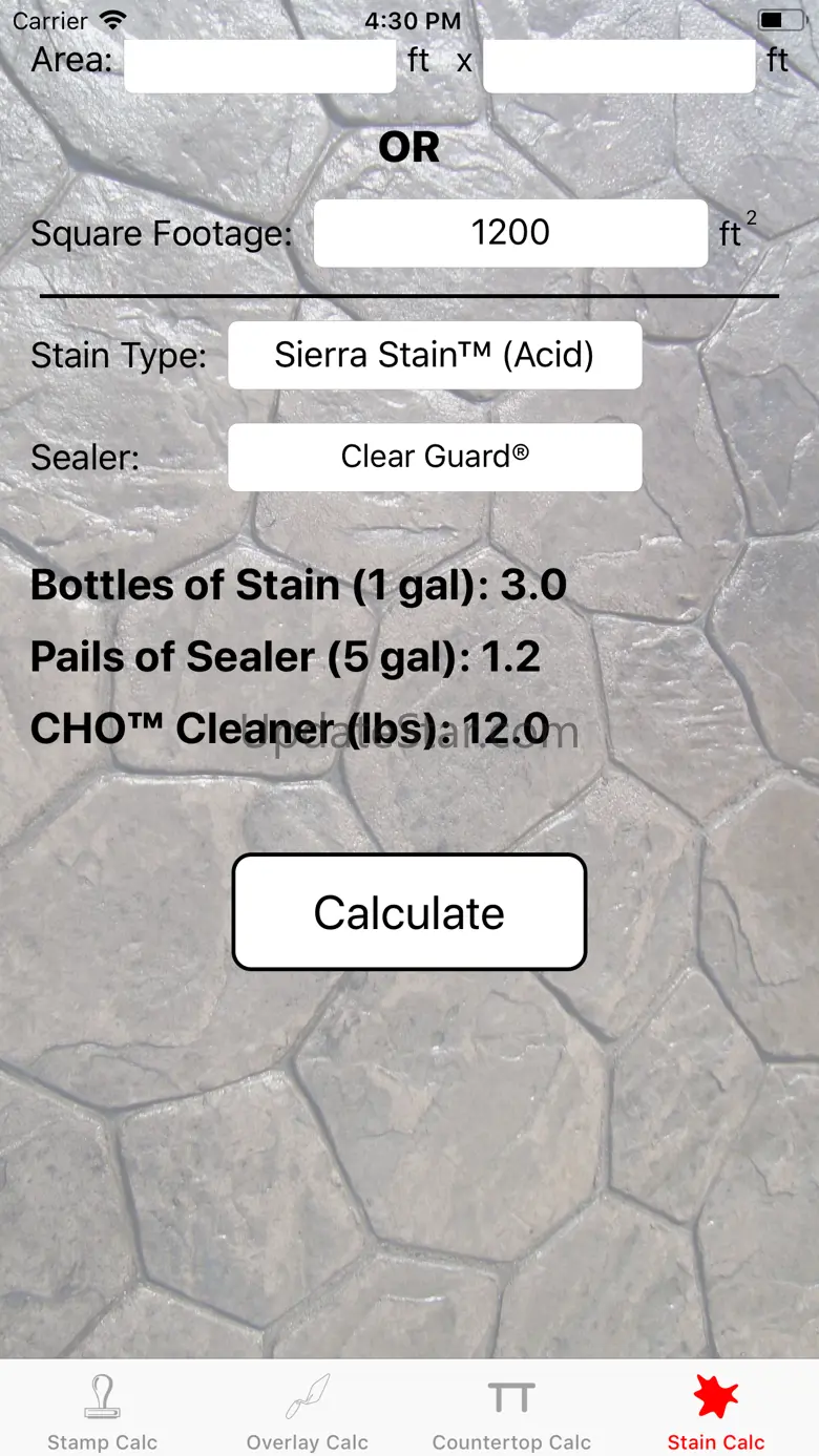Stamp Concrete Calculator 1.2