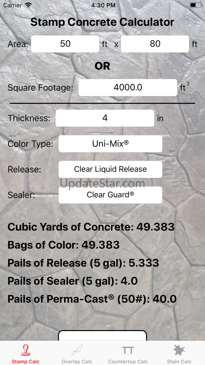 Stamp Concrete Calculator 1.2