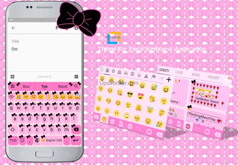 Emoji Keyboard Bow Pink Black 250