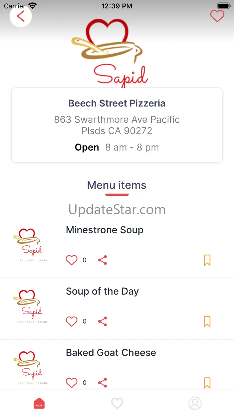 Sapid…Like, Save or Share Menu 1.6