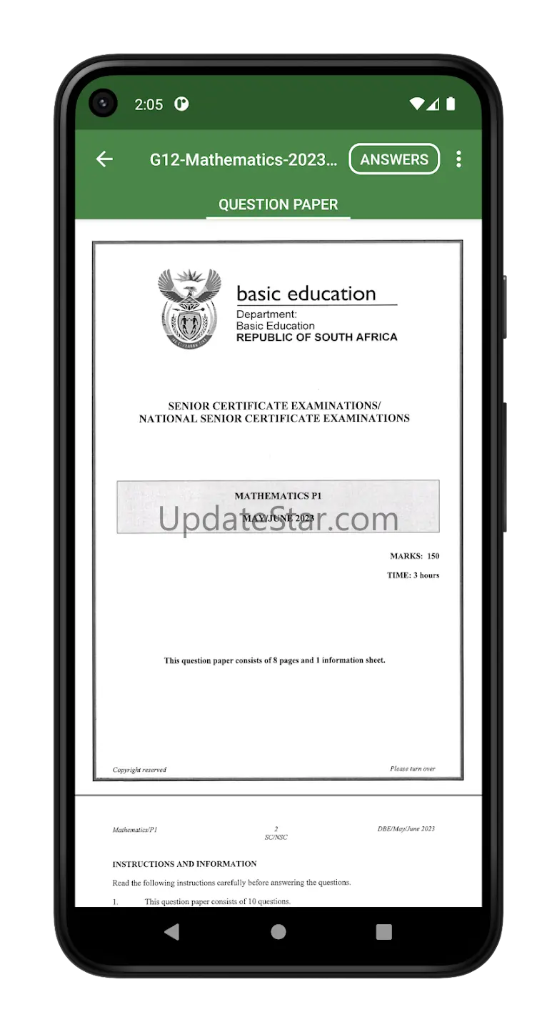 Past Papers SA - NSC Matric 1.6.9