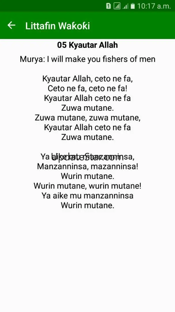 Littafin Wakoki (Hausa Hymnal) 1.1