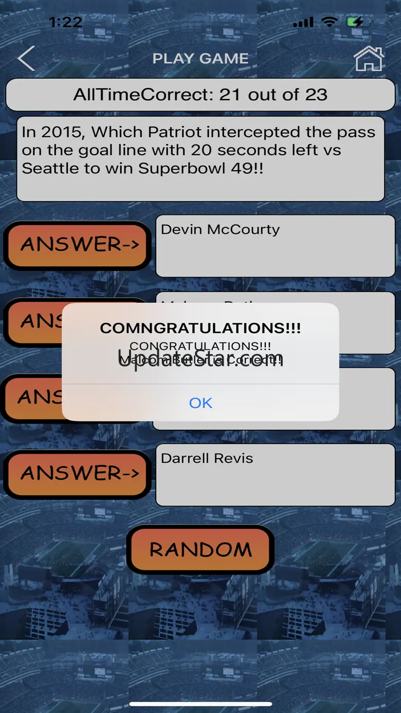 Trivia for NE Patriots Fans 22.20