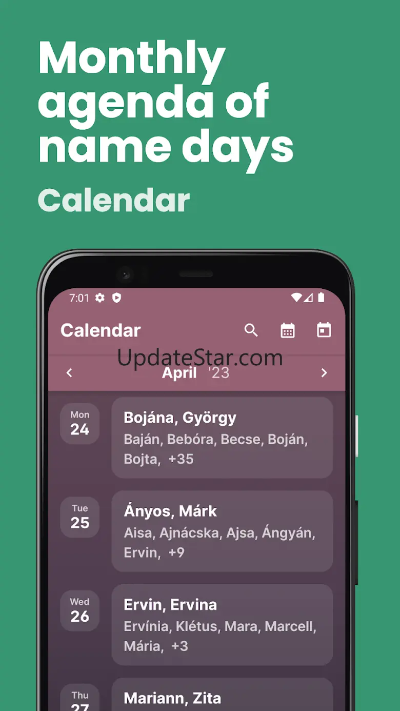 Name day calendar 3.9.2