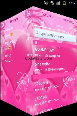 Pink Love Theme GO SMS Pro 3.9